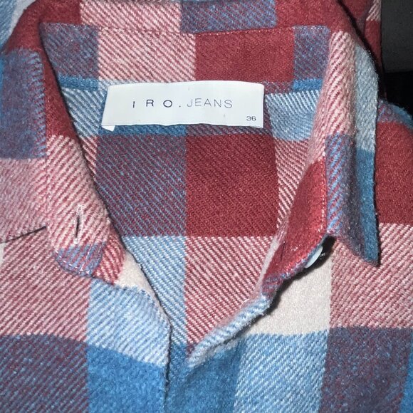 I R O JEANS SOANE FLANNEL BUFFALO PLAID POP-OVER MIDI SHIRT DRESS - EUC -Size 36 - Picture 10 of 16